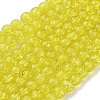 Yellow Crackle Glass Round Beads Strands X-CCG-Q001-8mm-04-2