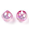 UV Plating Rainbow Iridescent Acrylic Beads X-OACR-G012-04A-2