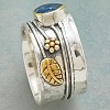 Teardrop & Flower & Leaf Pattern Alloy with Glass Finger Rings FS-WG58DE6-04-3
