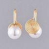 Brass Vortex Dangle Earrings with Acrylic Pearl Ear Nuts EJEW-JE03927-3