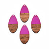 Transparent Resin & Walnut Wood Pendants RESI-N025-032-C05-2