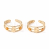 Natural Gemstone and Flat Round Open Cuff Ring RJEW-B039-02G-2