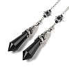 Synthetic Blue Goldstone Cone Dowsing Pendulum Big Pointed Pendants AJEW-Z041-01D-AS-1