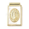 Brass Pave Natural White Shell Religion Rectangle Pendants KK-Q068-32A-G-1