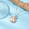 Natural Cultured Freshwater Pearl Copper Wire Wrapped Bird Egg Nest Pendant Necklaces NJEW-TA00189-1