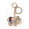 Elephant Zinc Alloy Enamel with Rhinestone Pendant Keychain KEYC-G061-01B-1