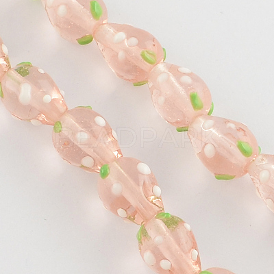 Handmade Lampwork 3D Strawberry Beads X-LAMP-R109B-16-1