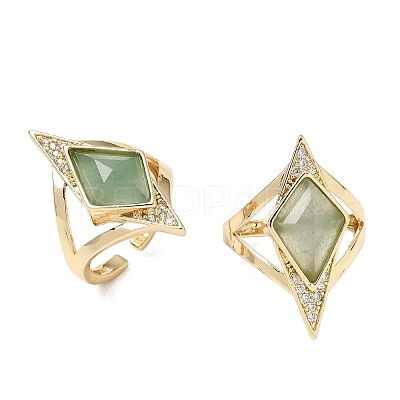 Brass Micro Pave Cubic Zirconia Cuff Rings for Women GG-CBA7610-11G-07-1