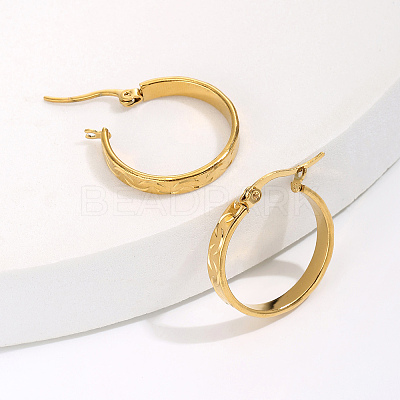 Minimalist 201 Stainless Steel Moon Hoop Earrings TD3757-1