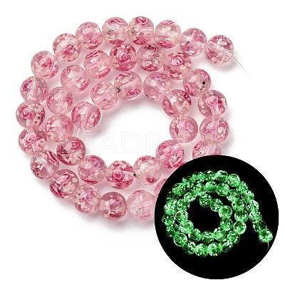 Luminous Handmade Glod Sand Lampwork Beads Strands LAMP-B028-03L-10mm-1