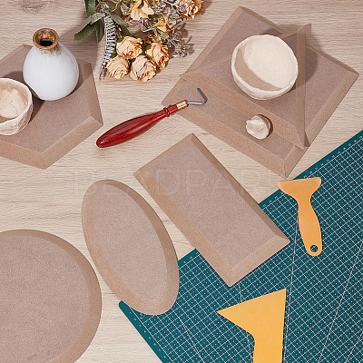 6Pcs MDF Wood Ceramic Clay Craft Mold Set DIY-WH0349-400A-1