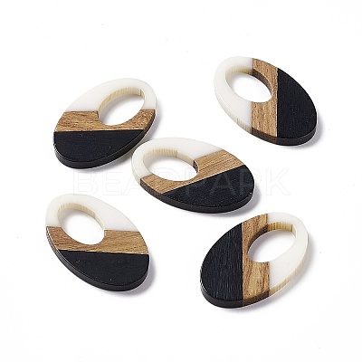 Opaque Resin & Walnut Wood Pendants RESI-M027-02D-1