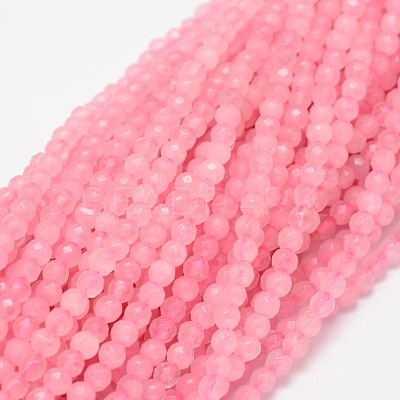 Dyed Natural White Jade Round Beads Strands X-G-E311-4mm-01-1