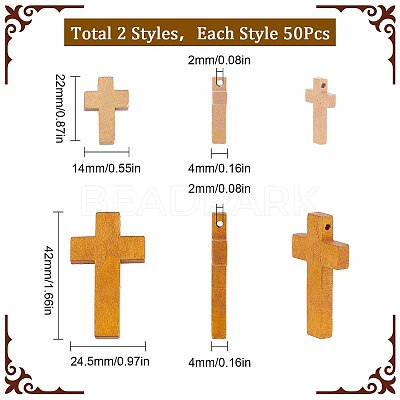 100Pcs 2 Styles Wood Pendants WOOD-SC0001-43-1