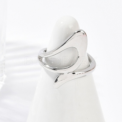 Hollow Triangle Brass Open Cuff Rings for Women RJEW-G343-13P-1