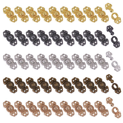 50Pcs 5 Colors Flower Alloy Snap Lock Clasps FIND-GL0002-03-1