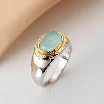 Oval Brass Cat Eye Finger Rings FS-WGC727D-04-1