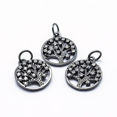 Brass Micro Pave Cubic Zirconia Charms ZIRC-L070-06B-1