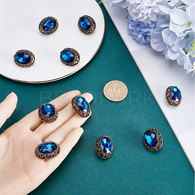 10Pcs 1-Hole Alloy Rhinestone Shank Buttons BUTT-GF0003-52B-1