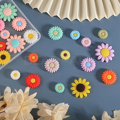 28Pcs 28 Styles Sunflower Daisy
Silicone Beads SIL-CA0003-13-1