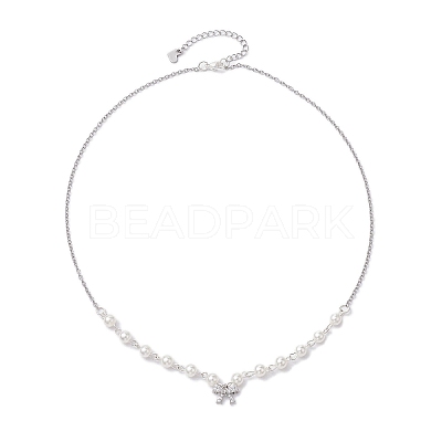 Bowknot Brass Micro Pave Cubic Zirconia Pendant Necklaces NJEW-JN04908-1