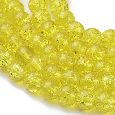 Spray Painted Crackle Glass Beads Strands CCG-Q001-8mm-04-1
