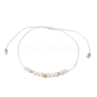 Natural Round Moonstone Beads Braided Bead Bracelets for Women BJEW-JB11655-02-1