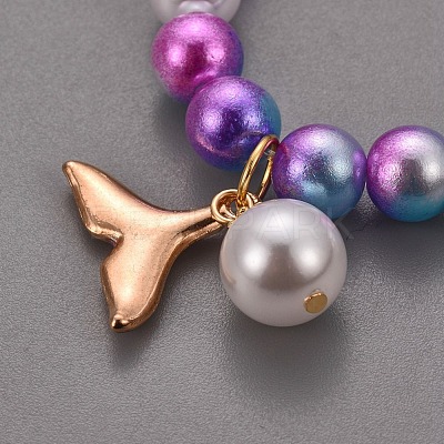 Plastic Imitation Pearl Stretch Bracelets and Necklace Jewelry Sets X-SJEW-JS01053-02-1