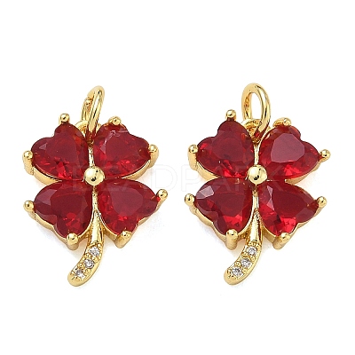 Brass Micro Pave Cubic Zirconia with Glass Pendants CU-CBA6E4E-11G-1