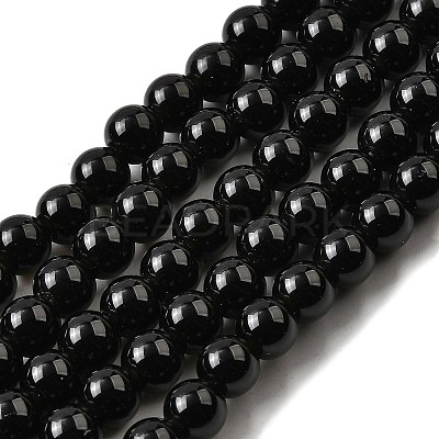 Natural Black Obsidian Beads Strands G-L632-A01-6mm-1