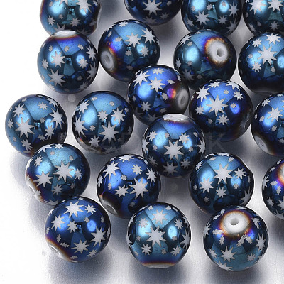 Christmas Electroplate Glass Beads EGLA-R113-07F-1