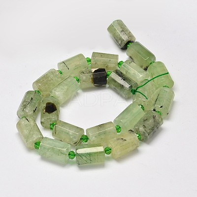 Faceted Column Natural Prehnite Bead Strands G-M297-18-1