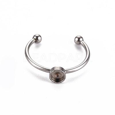 Non-Tarnish 201 Stainless Steel Cuff Pad Ring Settings X-STAS-S080-042A-P-1