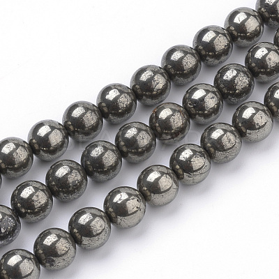 Natural Pyrite Beads Strands G-S249-01-4mm-1