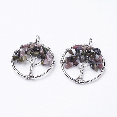 Natural Multicolor Tourmaline Pendants G-E419-14P-1