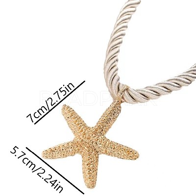 Starfish Alloy & Polyester Cord Pendant Necklaces & Stud Earrings Sets FS-WGCE349-01-1