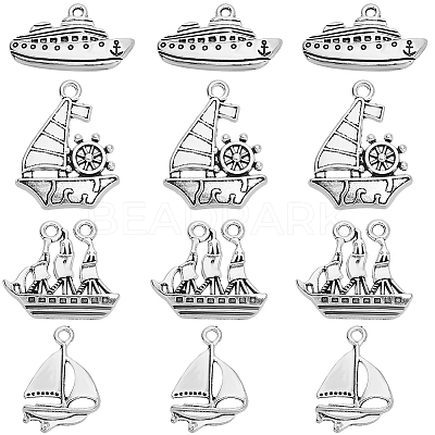 56Pcs 4 Styles Tibetan Style Alloy Pendants PALLOY-SC0004-35-1