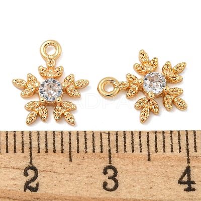 Flower Brass Micro Pave Cubic Zirconia Pendants X-KK-N254-102G-01-1