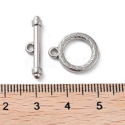 Non-Tarnish 304 Stainless Steel Ring Toggle Clasps STAS-A092-09E-P-1