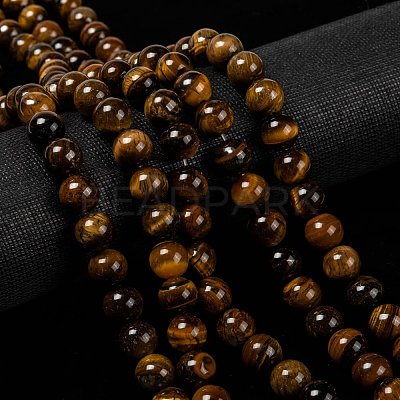 Natural Grade AB Tiger Eye Round Beads Strands X-G-O047-02-10mm-1