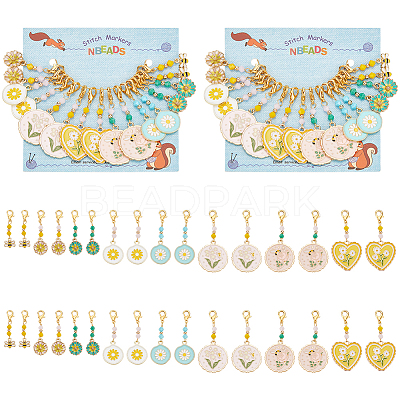 Flower & Bee Pendant Stitch Markers HJEW-AB00355-1