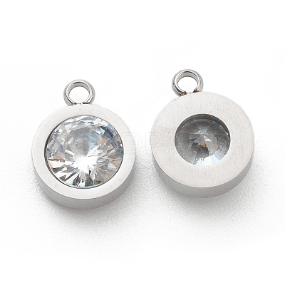 304 Stainless Steel Rhinestone Charms STAS-Z009-16P-1
