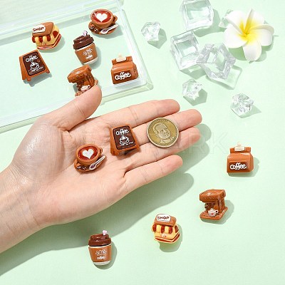 12Pcs 6 Styles Cartoon Coffee Theme Resin Lapel Pin Backs JEWB-CJ0003-04-1