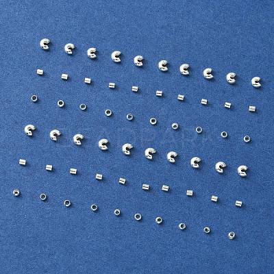 300Pcs 3 Style Iron & Brass Crimp Beads Covers KK-YW0002-16-1