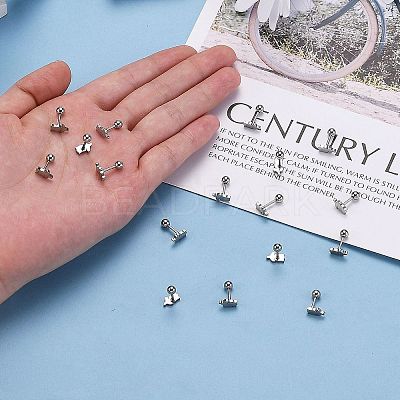Tarnish Resistant 201 Stainless Steel Barbell Cartilage Earrings X-EJEW-R147-39-1