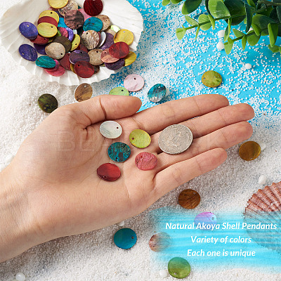 100Pcs 10 Colors Spray Paint Natural Akoya Shell Pendants SHEL-CD0001-01-1