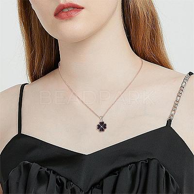Four Leaf Clover Pendant Necklace Sterling 925 Silver Lucky Four Leaf Clover Necklace Adjustable Temperature-sensitive Color Changing Pendant Necklaces Jewelry Gift for Women JN1087A-1