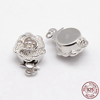 Anti-Tarnish Rhodium Plated 925 Sterling Silver Box Clasps STER-A030-64-1