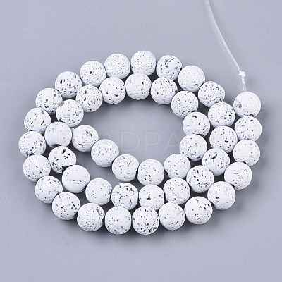 Spray Painted Natural Lava Rock Beads Strands G-N0324-C-10-1
