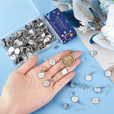 50Pcs 304 Stainless Steel Earring Hooks & 50Pcs Stud Earring Findings STAS-SC0008-68-1